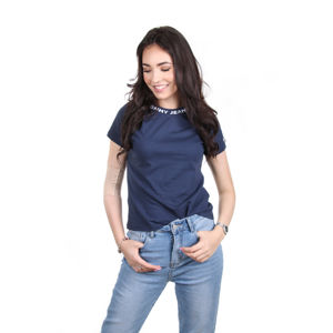 Tommy Jeans dámské tmavě modré tričko Branded - L (CBK)